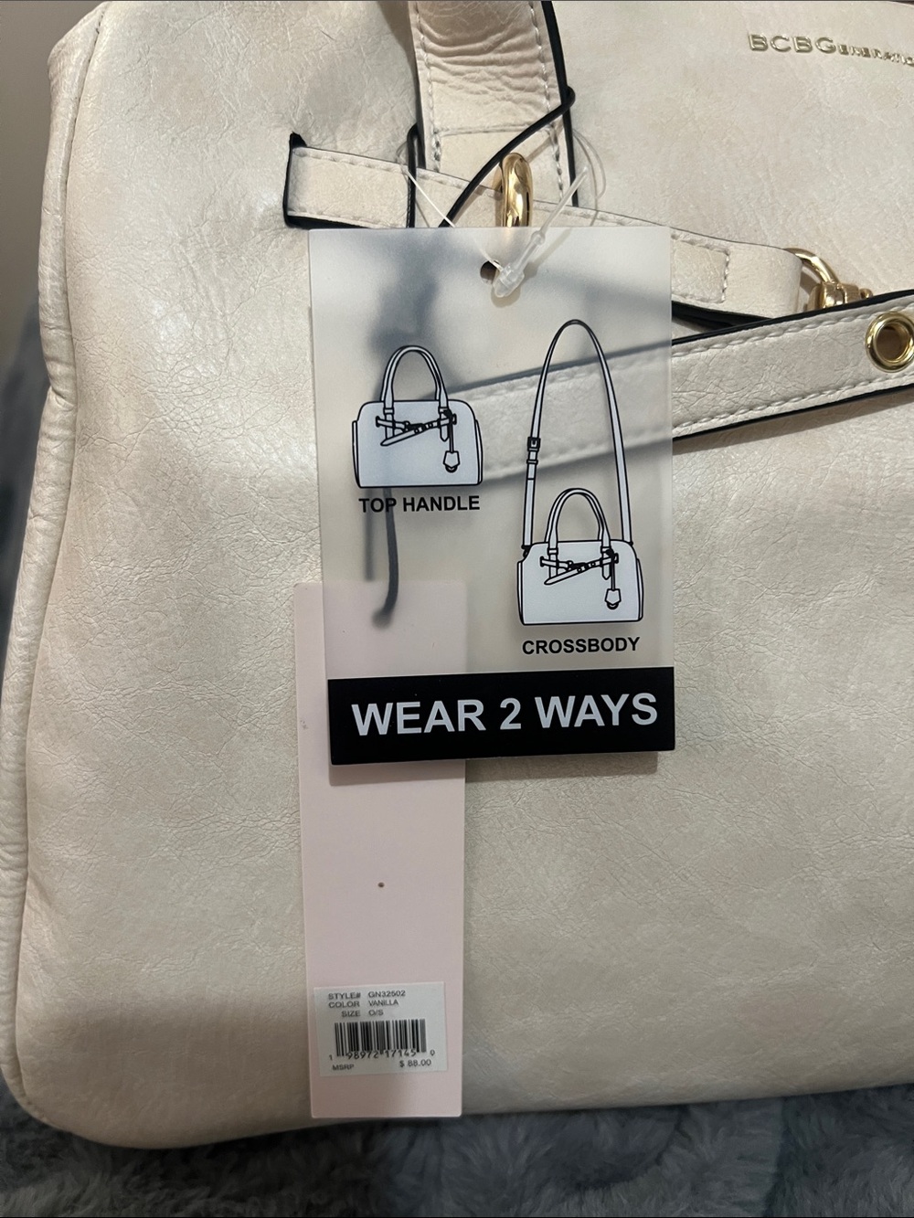 BCBGeneration Ivory Satchel / Crossbody retail $88 NWT - Picture 2 of 7